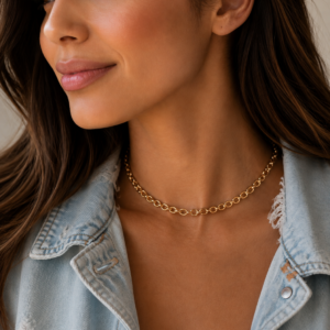 Chocker Dourado Elo Portugues - Ref b118